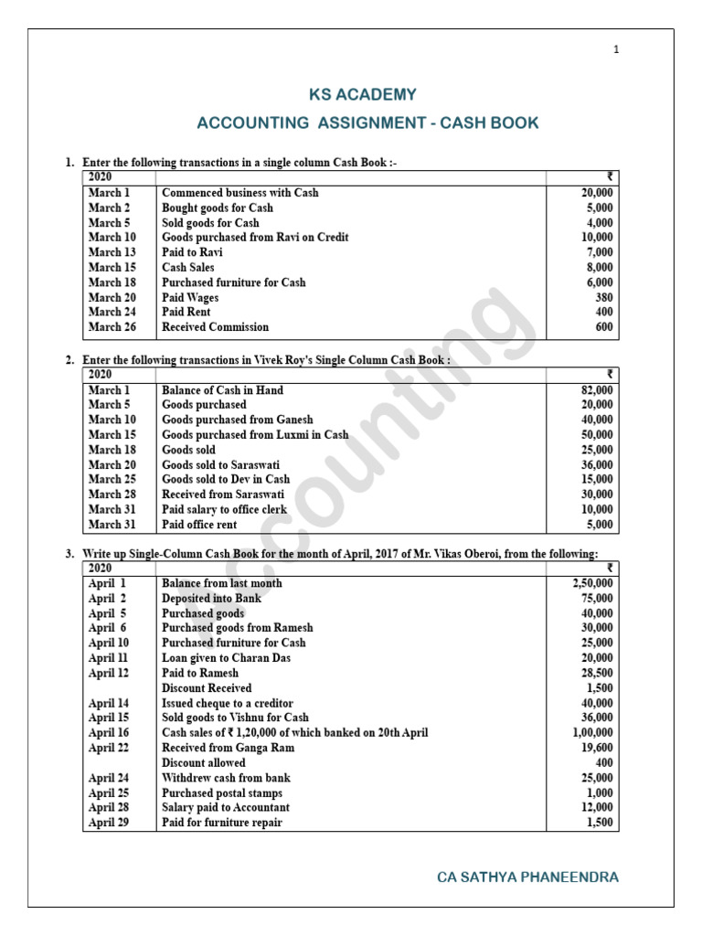 Cash Book Transactions and Entries | PDF | Cheque | Banks