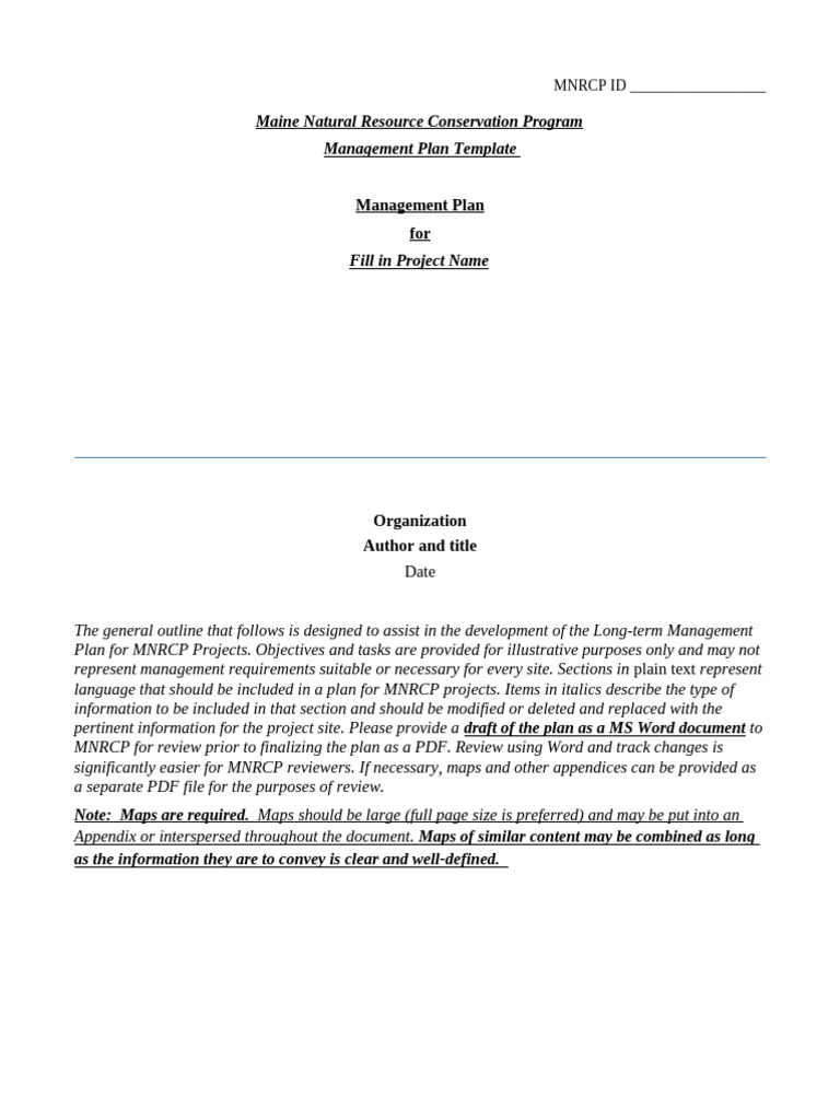 MNRCP Management Plan Template | PDF | Invasive Species | Wetland