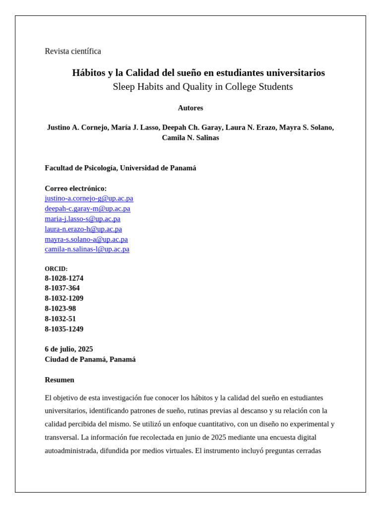 Hábitos de Sueño y Calidad en Universitarios | PDF | Dormir | Cuestionario