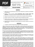 Ficha de Trabalho Sobre as Teorias Do Conhecimento de Descartes e de Hume.