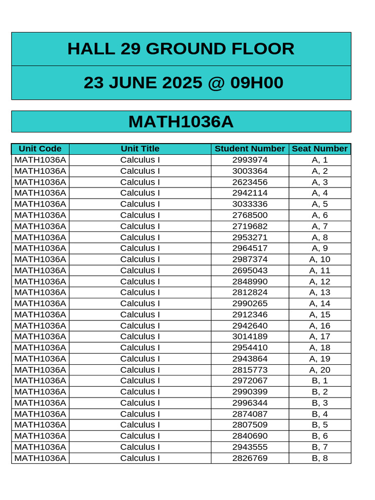 Math1036a++23+june+2025+hall29+ground +09H00 | PDF | Mathematical ...