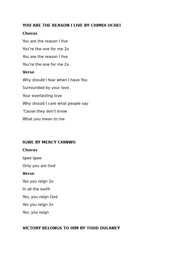 Igwe Lyrics and Worship Themes | PDF