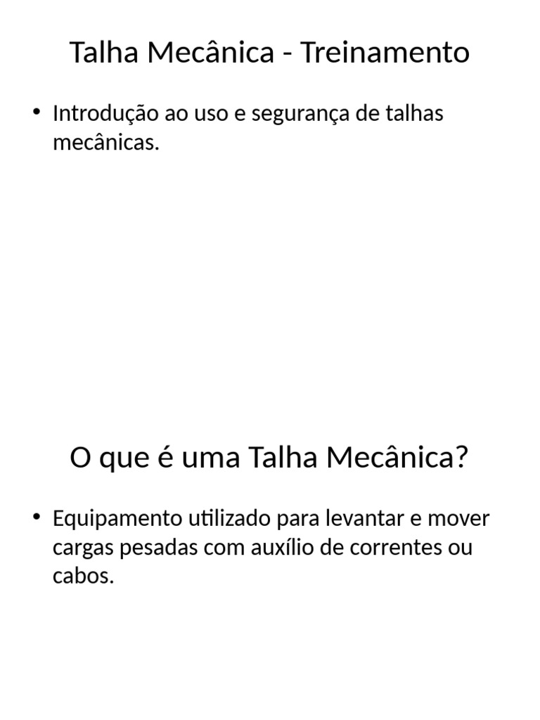 Treinamento em Talha Mecânica | PDF