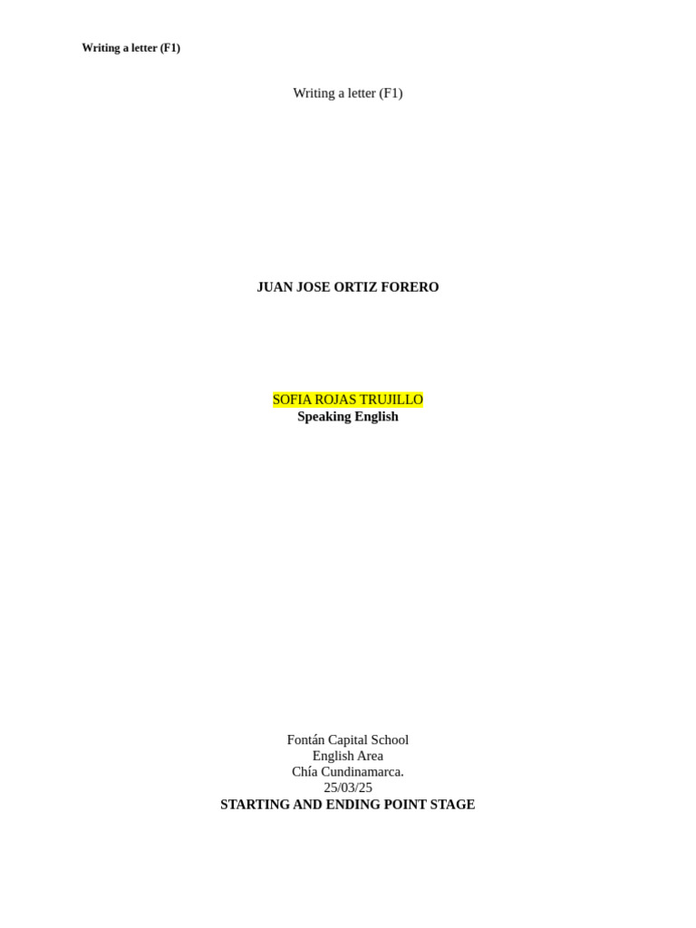Writing A Letter (F1) | PDF