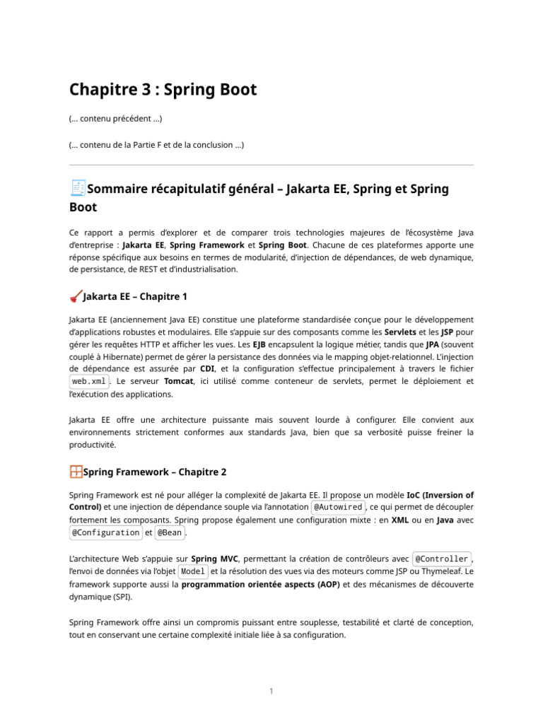 Comparaison des technologies Java : Spring Boot | PDF | Java (Langage ...