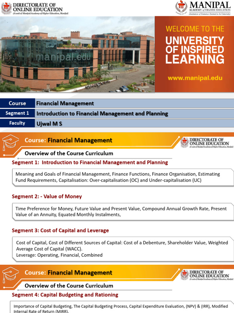 Financial Management Course Overview | PDF | Capital Budgeting ...