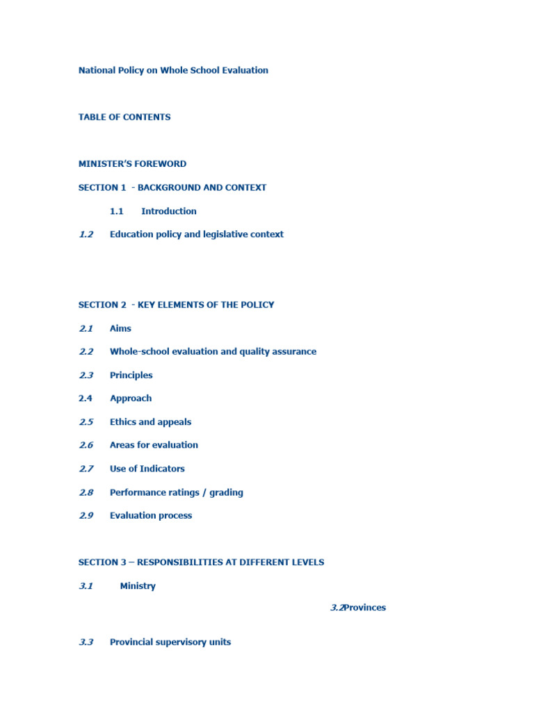 National Whole School Evaluation Policy | PDF | Evaluation | Learning