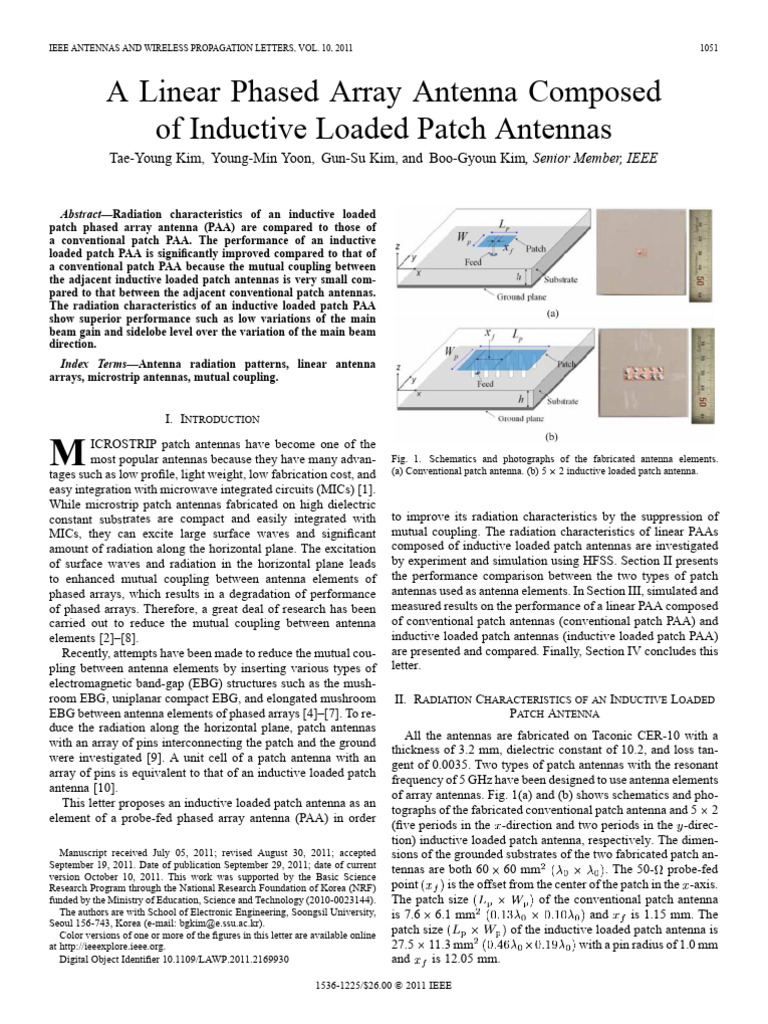 Inductive Loaded Patch Antenna Array | PDF | Antenna (Radio ...
