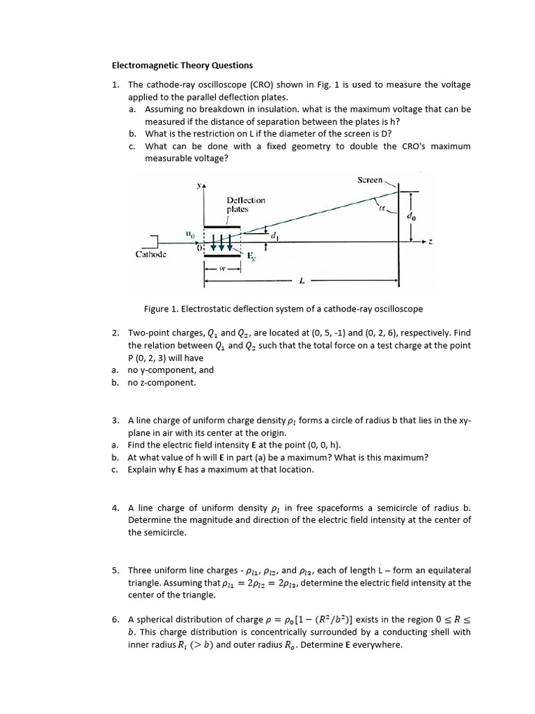 Electromagnetic Theory Problem Set | PDF | Voltage | Electric Field