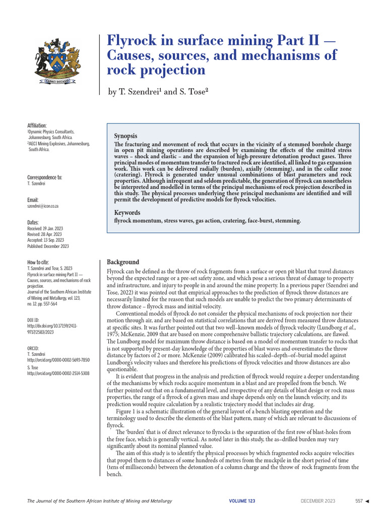 Flyrock in Surface Mining Part II - Causes, Sources, and Mechanisms of ...