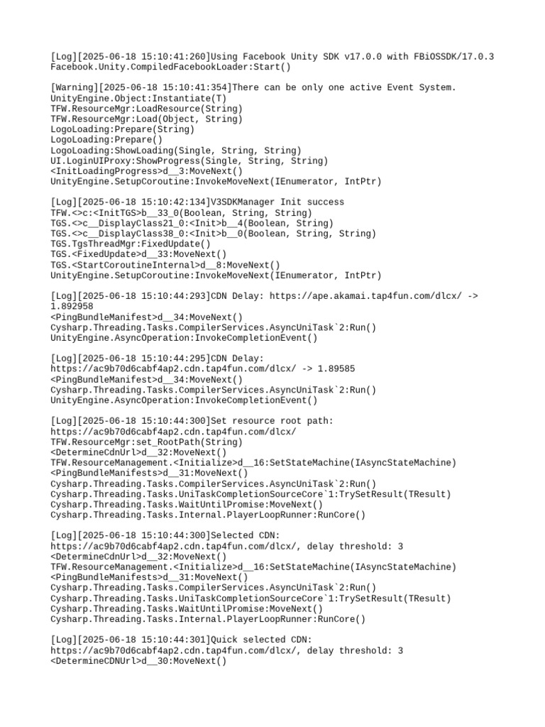 Facebook Unity SDK v17.0.0 Log Analysis | PDF | Computer Science ...