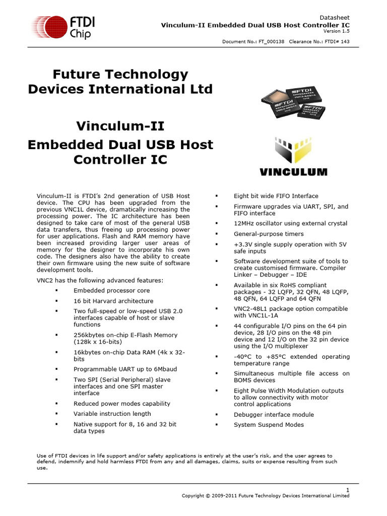 Vinculum-II Dual USB Host Controller IC | PDF | Flash Memory | Usb