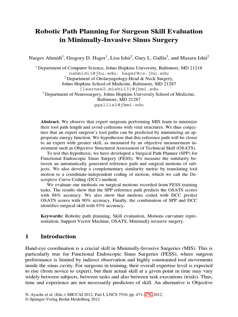Robotic Path Planning in Sinus Surgery | PDF | Applied Mathematics