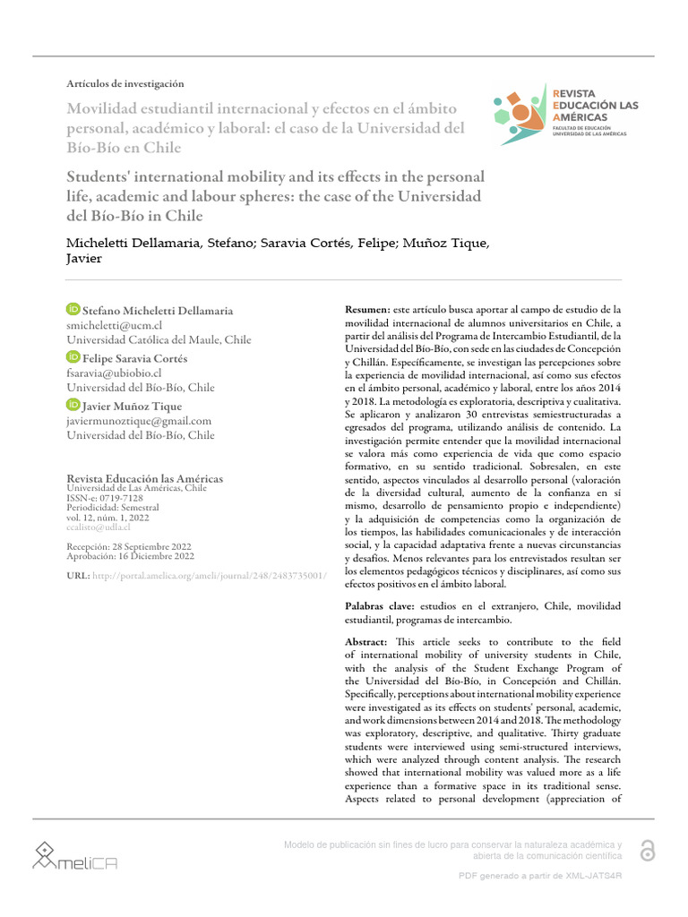 Efectos de la movilidad estudiantil en Chile | PDF | Plan de estudios ...
