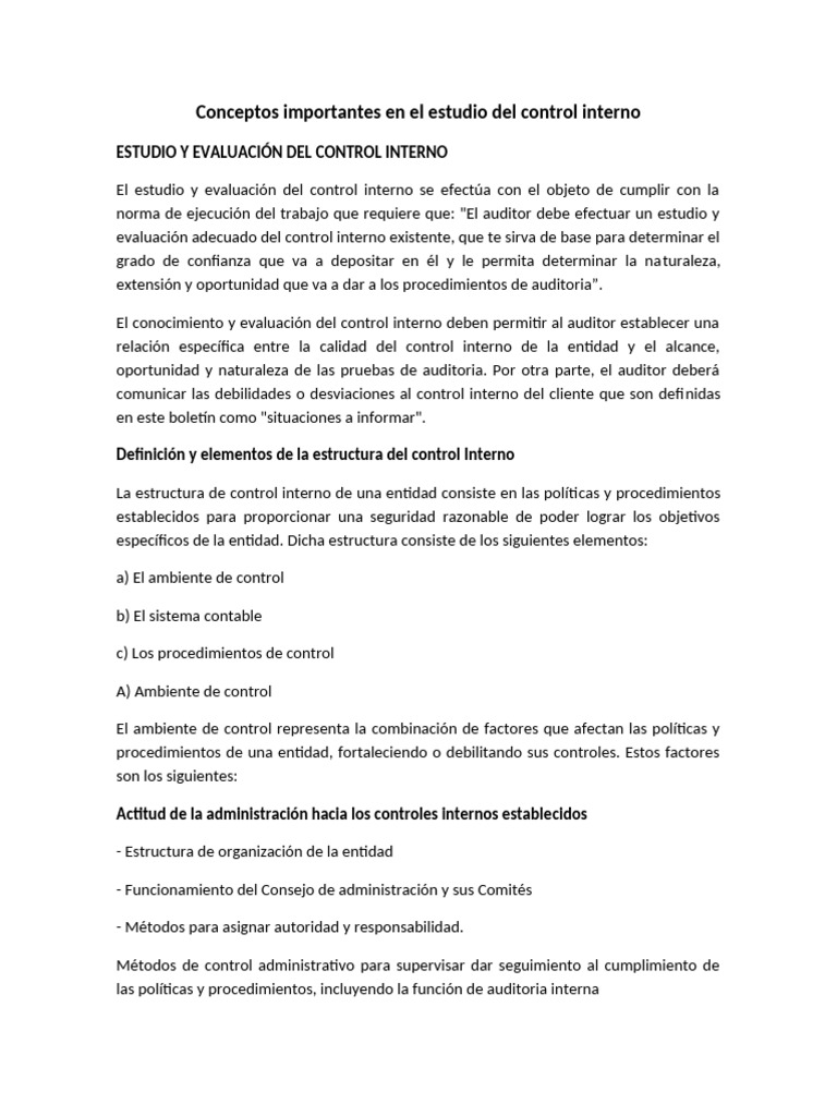 Estudio y Evaluación del Control Interno | PDF | Auditoría | Contabilidad