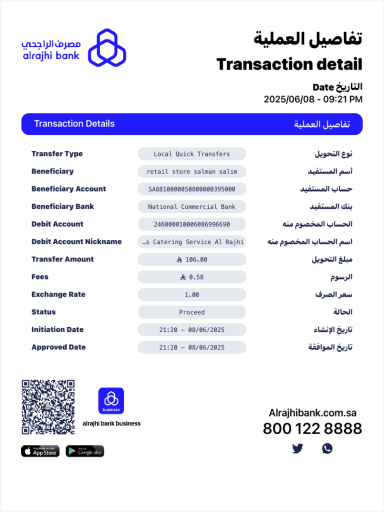 Transaction Details for Local Transfers | PDF