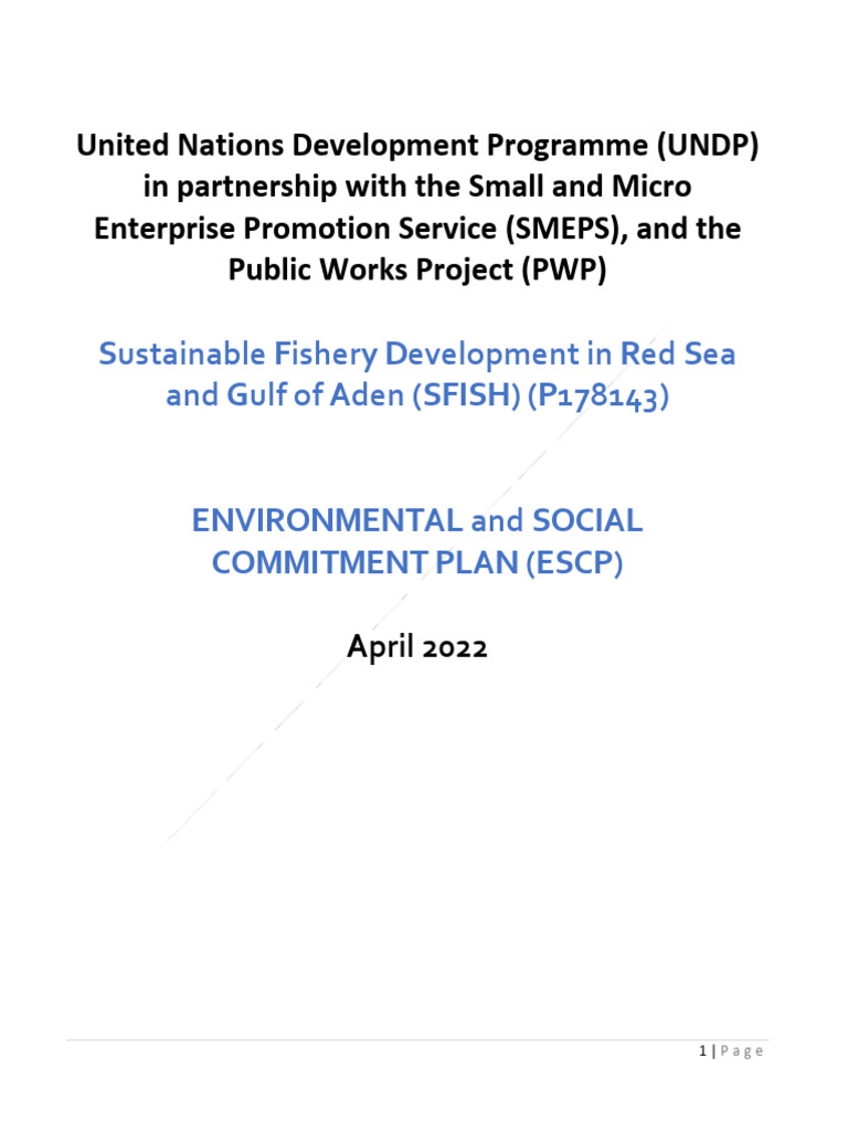Environmental and Social Committment Plan (ESCP) | PDF | Employment ...