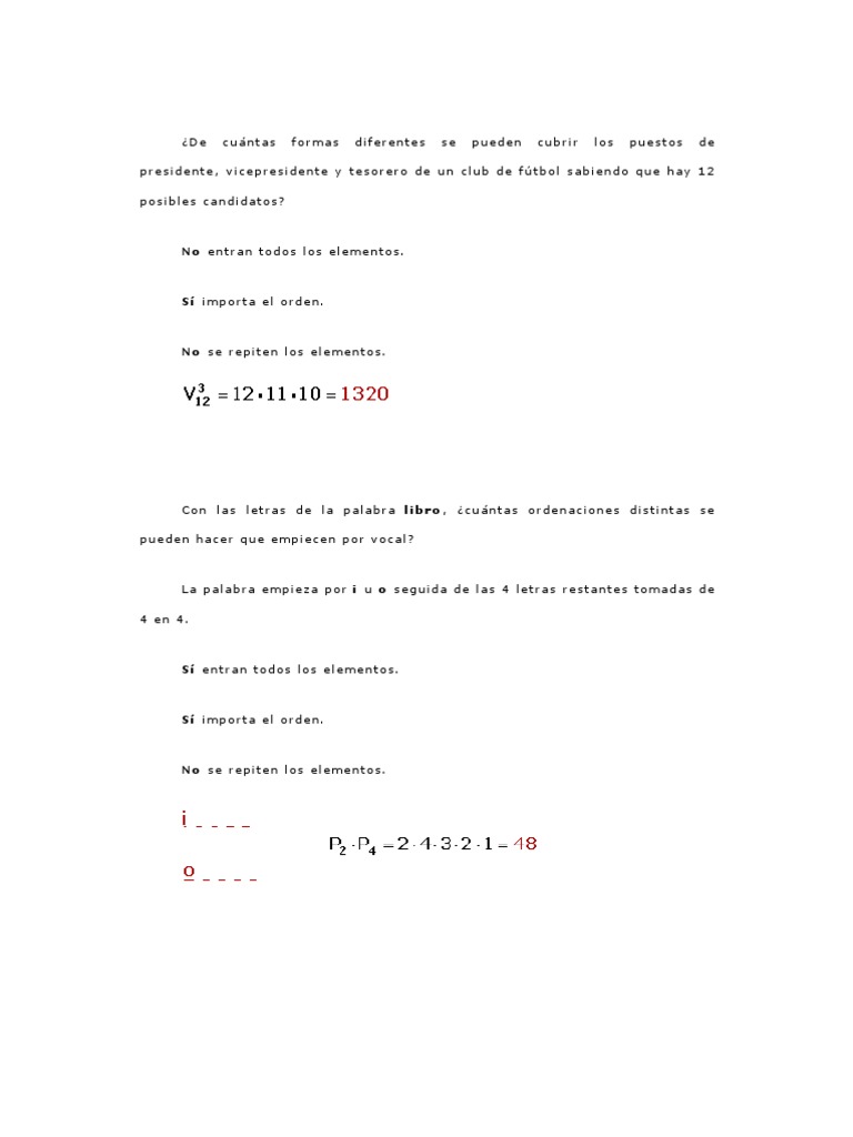 Ejercicios de combinaciones y permutaciones | PDF | Placa de matrícula ...
