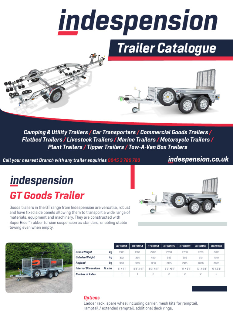 Indespension Trailer Specifications Guide | PDF | Trailer (Vehicle ...
