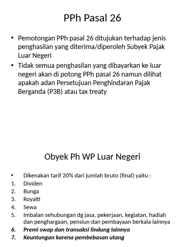 PPh Pasal 26 dan 15 untuk WP Luar Negeri | PDF