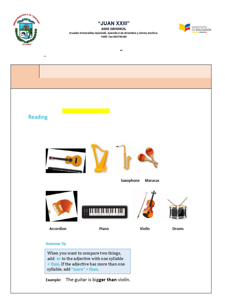 What Instrument Would You Like To Play (Week 5) | PDF | Music ...