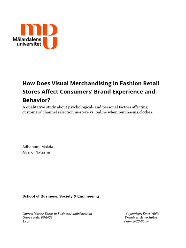 Impact of Visual Merchandising on Consumer Behavior | PDF | Consumer ...