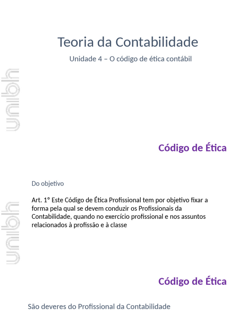 Teoria Da Contabilidade - Unid4 - O Código de Ética Contábil | PDF