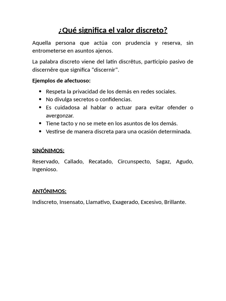 Qué Significa El Valor Discreto | PDF