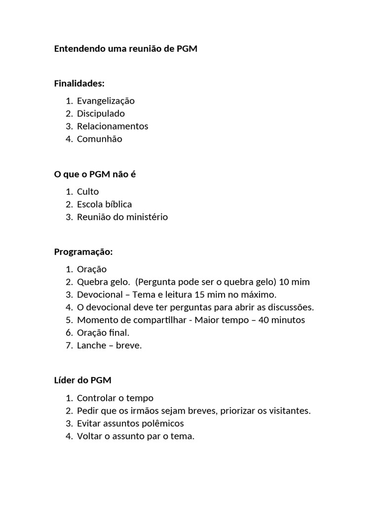 Guia Prático para Reuniões de PGM | PDF