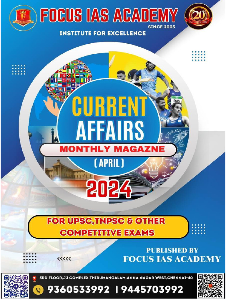 Focus April 2024 Current Affairs (English) | PDF | International Energy ...