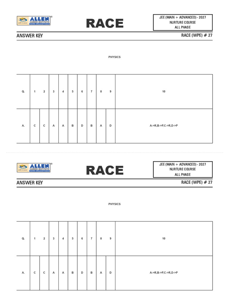 27 # N-Race (Wpe) - Answer Key - Ktjaphnurc26027 | PDF