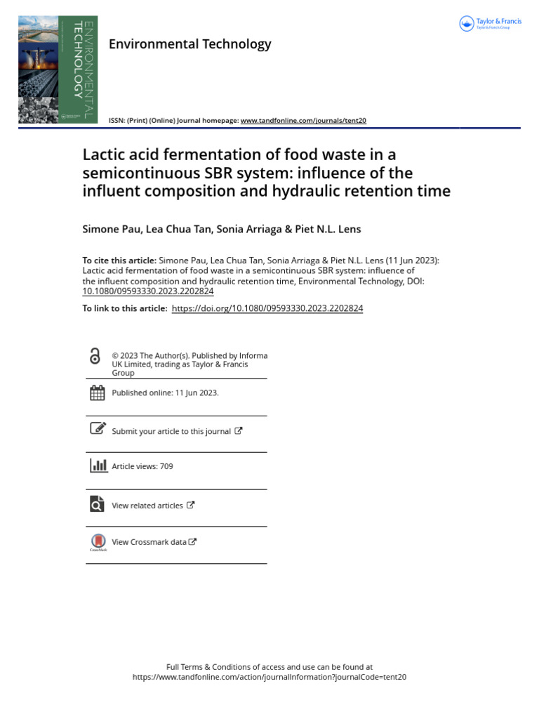 Lactic Acid from Food Waste Fermentation | PDF | Fermentation | Ph