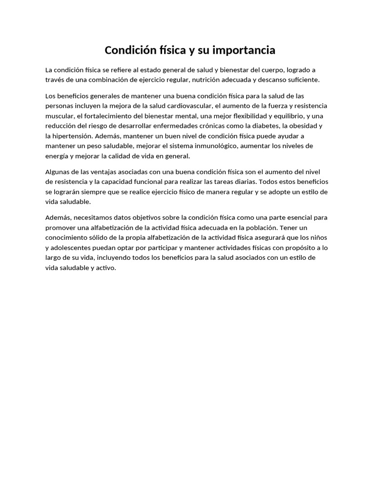 Condición Física y Su Importancia | PDF