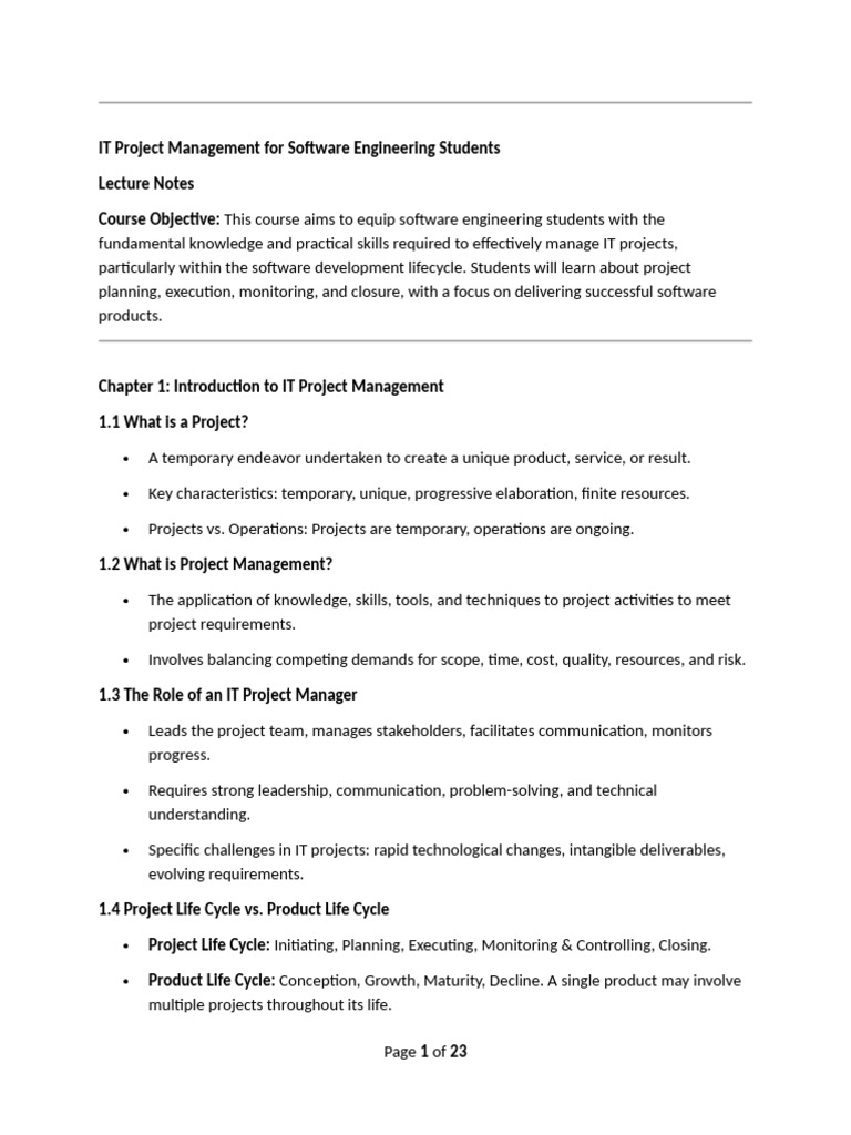IT Project Management for Software Engineers | PDF | Scrum (Software ...
