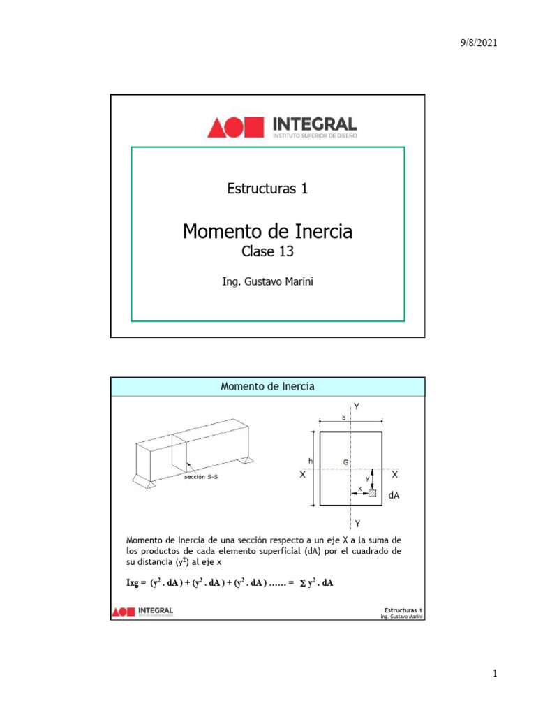 E1 13 Momento de Inercia | PDF | Doblar | Mecánica de Medios Continuos