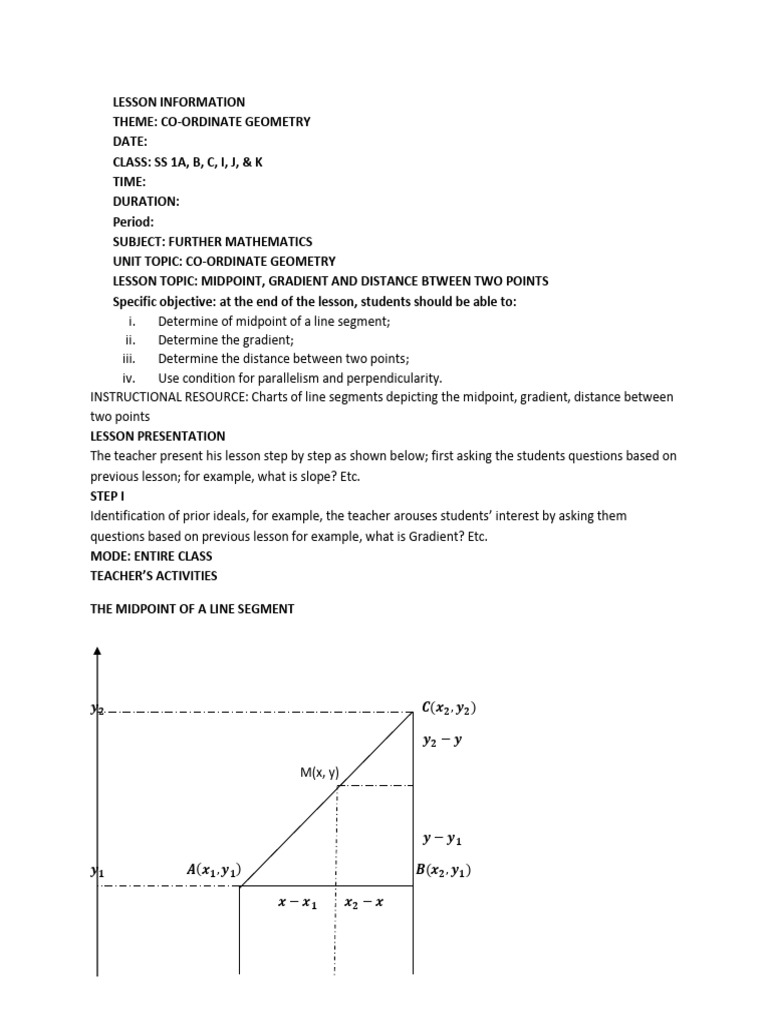 Midpoint, Gradient, and Distance in Geometry | PDF | Area | Analytic ...