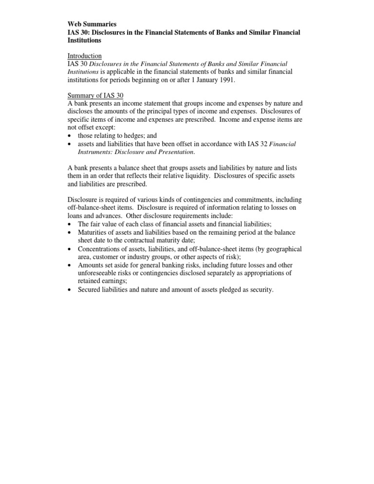 IAS 30 Financial Statement Disclosures | PDF | Finance & Money Management
