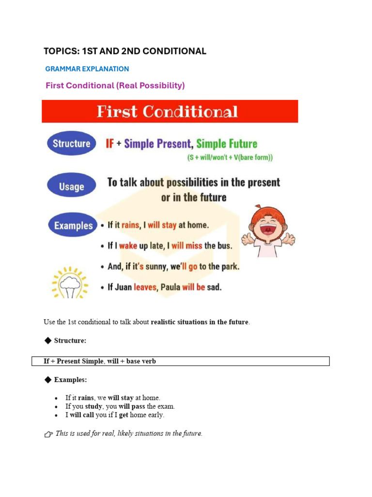 1st And 2nd Conditional B2 Pdf