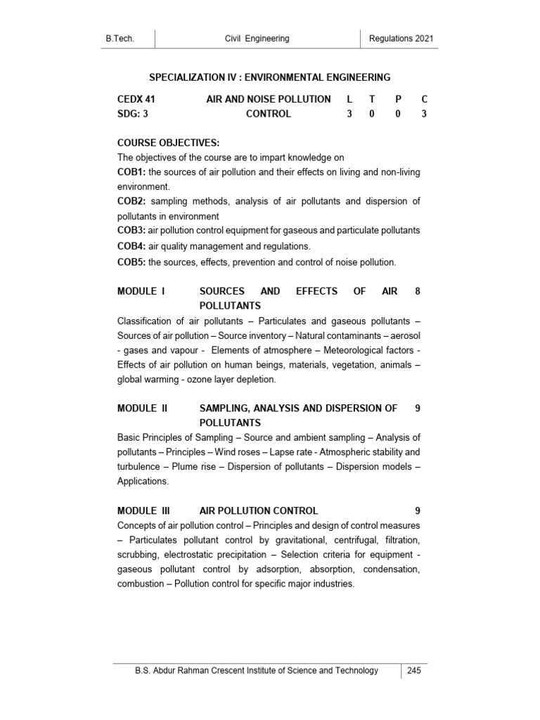 Air and Noise Pollution Control Engineering | PDF | Atmosphere Of Earth ...