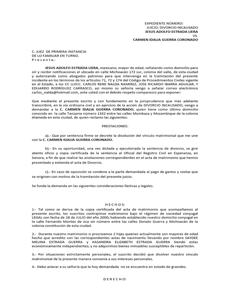 Divorcio Incausado en Sonora | PDF | Divorcio | Matrimonio