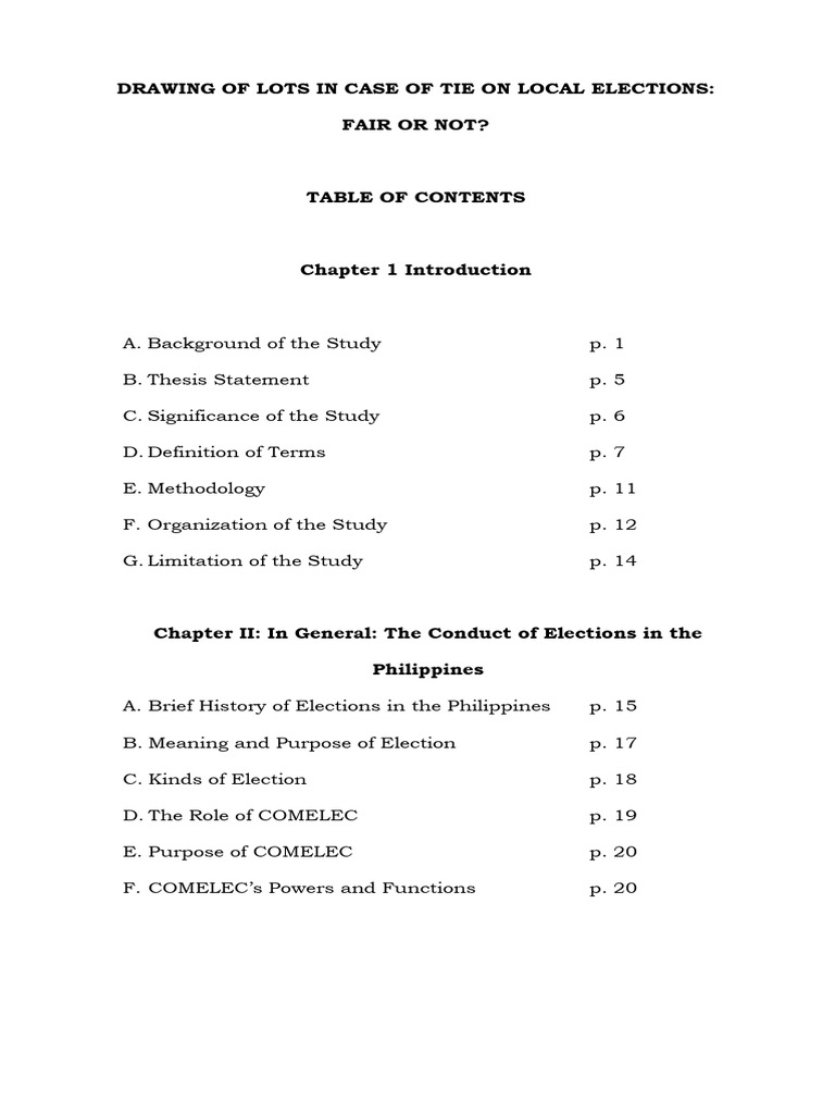 Bihasa, Table of Contents Drawing of Lots | PDF