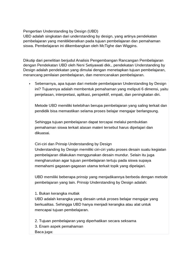 Memahami Pendekatan Understanding by Design | PDF