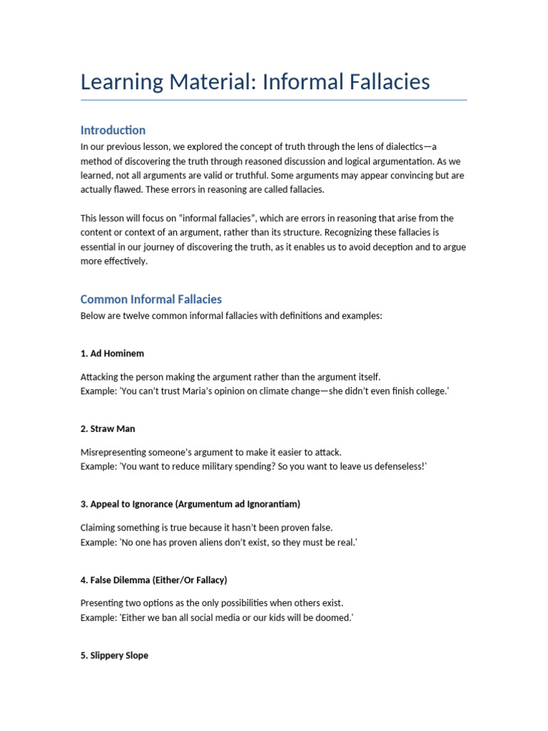 Understanding Informal Fallacies | PDF | Fallacy | Argument