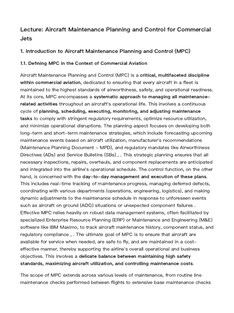 Aircraft Maintenance Planning Overview | PDF | Logistics | Federal ...