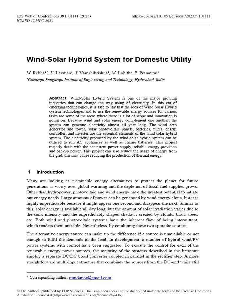 Wind-Solar Hybrid Energy System Guide | PDF | Power Inverter | Wind Power
