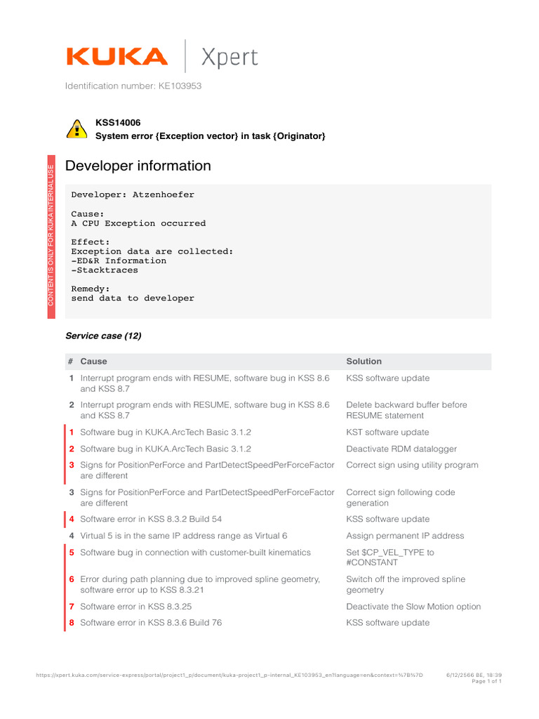 KUKA Software Error Solutions Guide | PDF | Computer Science | Computer ...