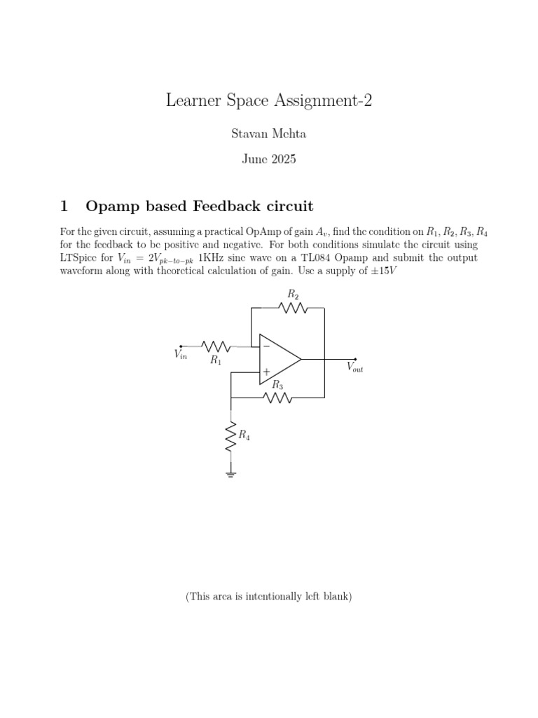 Learner Space Assignment 2 | PDF | Operational Amplifier | Electrical ...