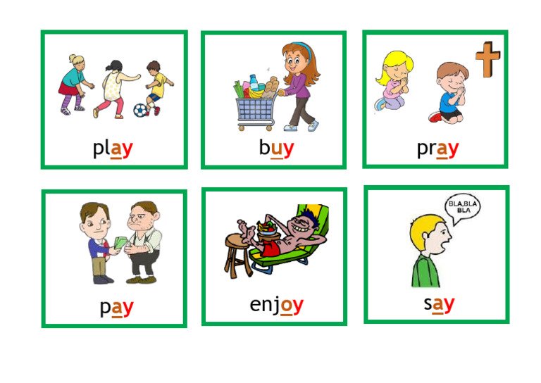 Class Material - Action Verbs 3 - Verbs Ending in Vowel and y ...