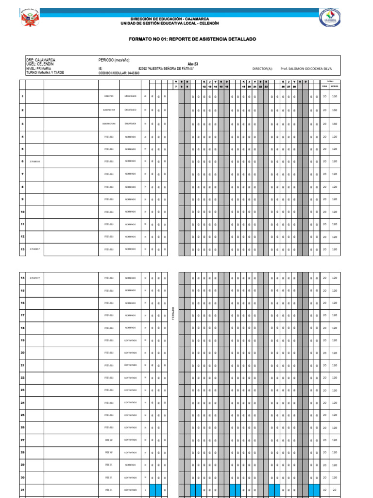Reporte de Asistencia Docente 2023 | PDF