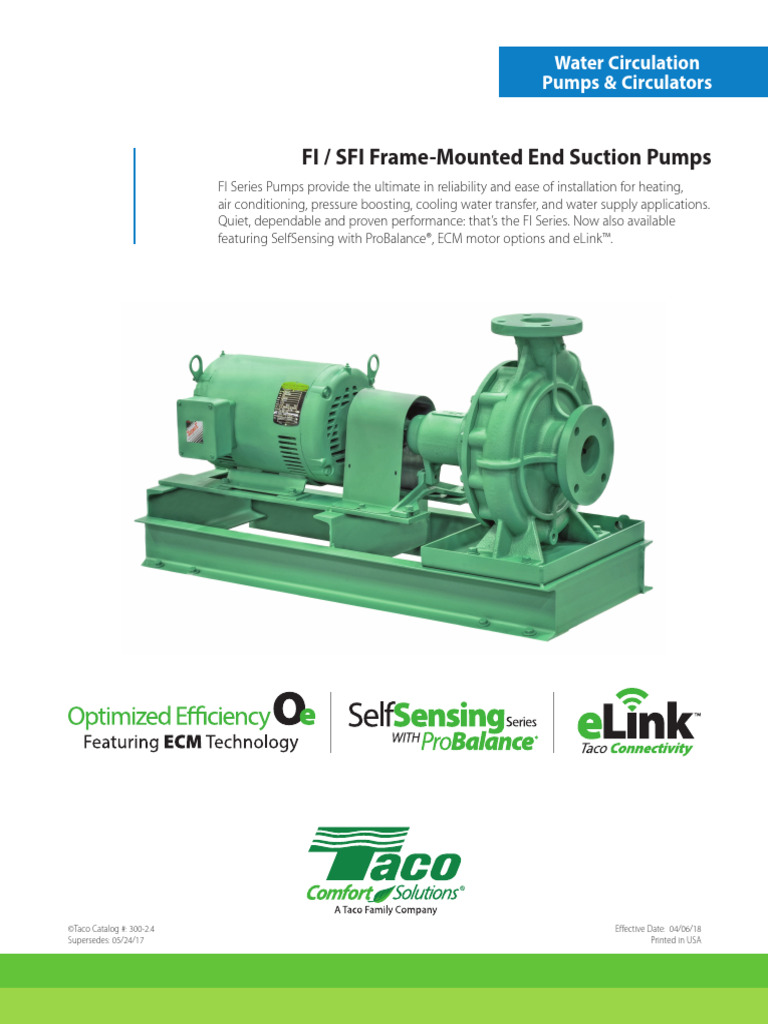 Taco FI Series Pump Overview | PDF | Pump | Engines